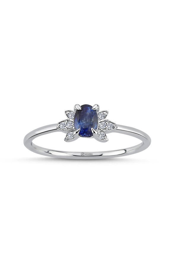 0.04 Karat Pırlanta Safir Yüzük - 