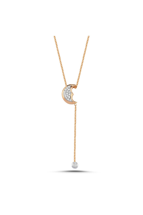 0.12 Karat Pırlanta Ay Kolye - 