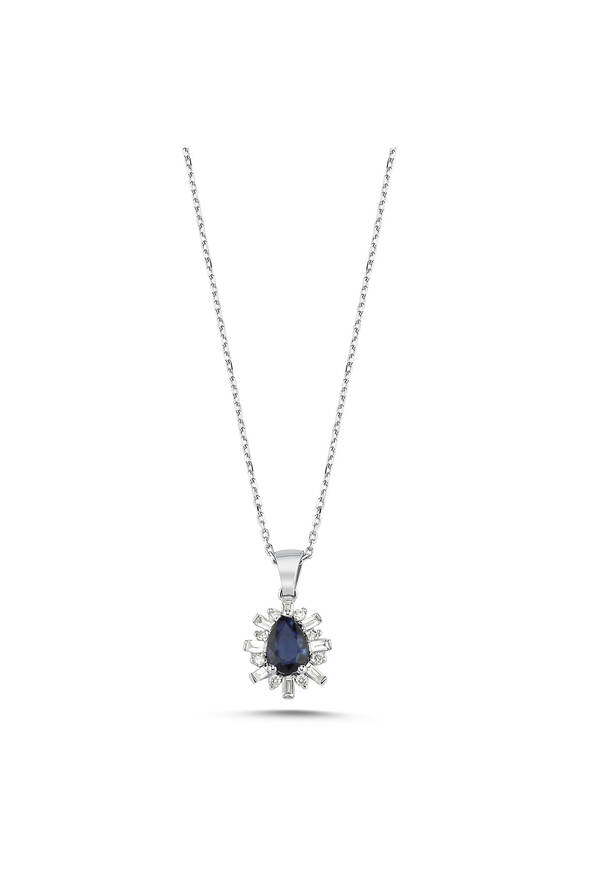 0.19 Karat Pırlanta Safir Kolye - 1