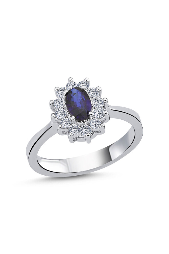 0.33 Karat Pırlanta Safir Yüzük - 