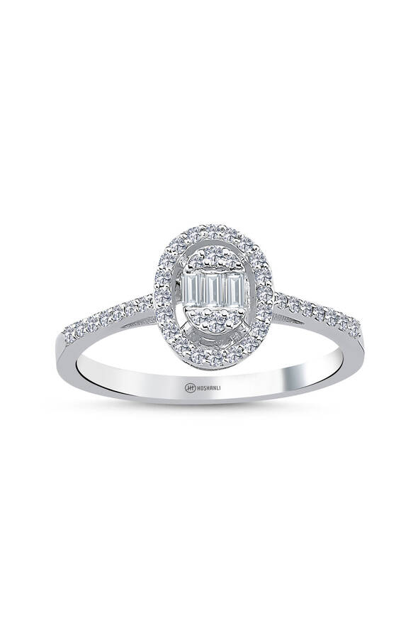 0.34 Karat Pırlanta Baget Oval Model Yüzük - 1