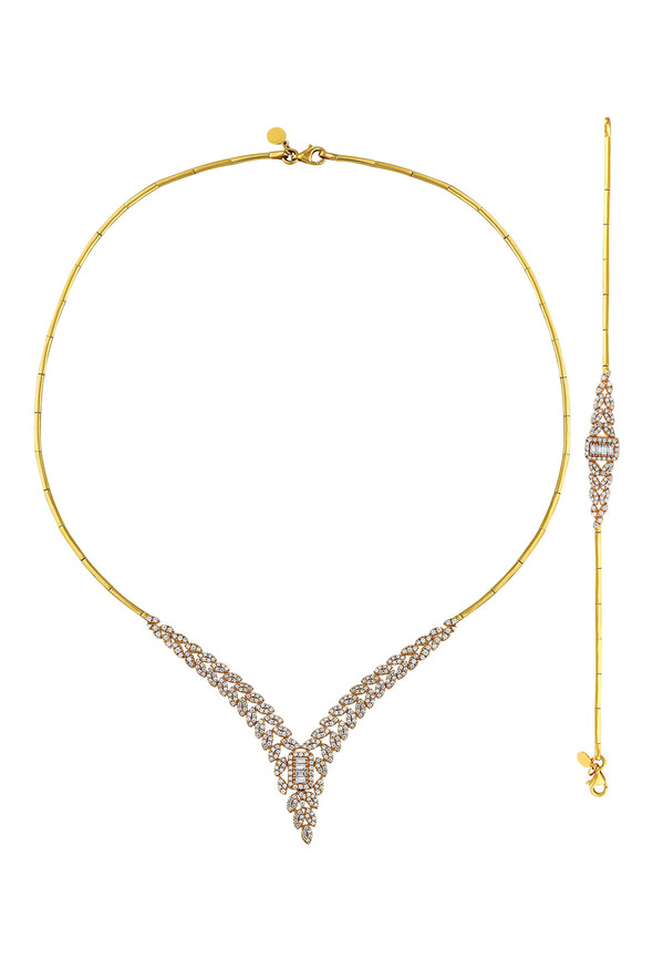 Baget Taşlı Altın İkili Set - 