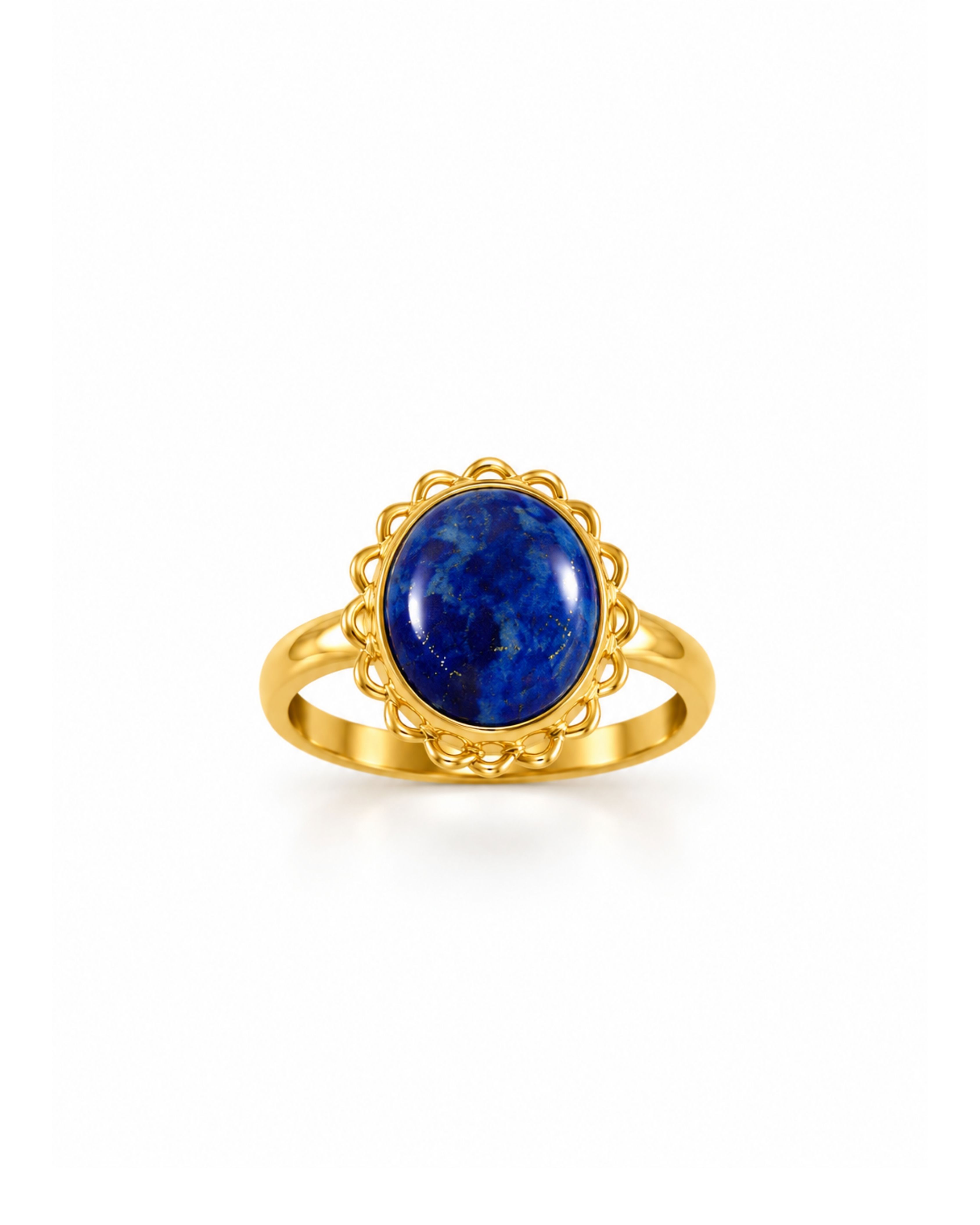 Lapis Lazuli Oval Taşlı Altın Yüzük - 1