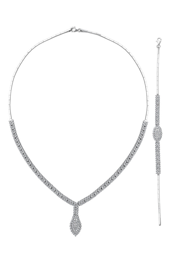 Taşlı Altın İkili Set - 